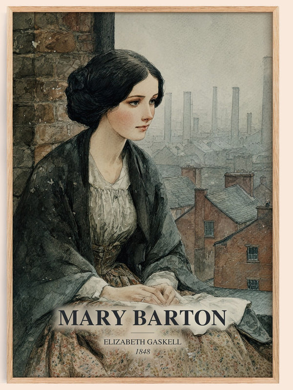 Mary Barton watercolour book poster by Elizabeth Gaskell – framed literary art print