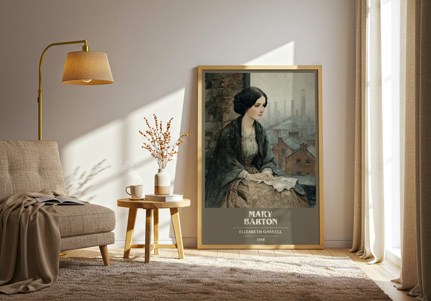 Mary Barton book cover print on bookshelf – Elizabeth Gaskell fan gift