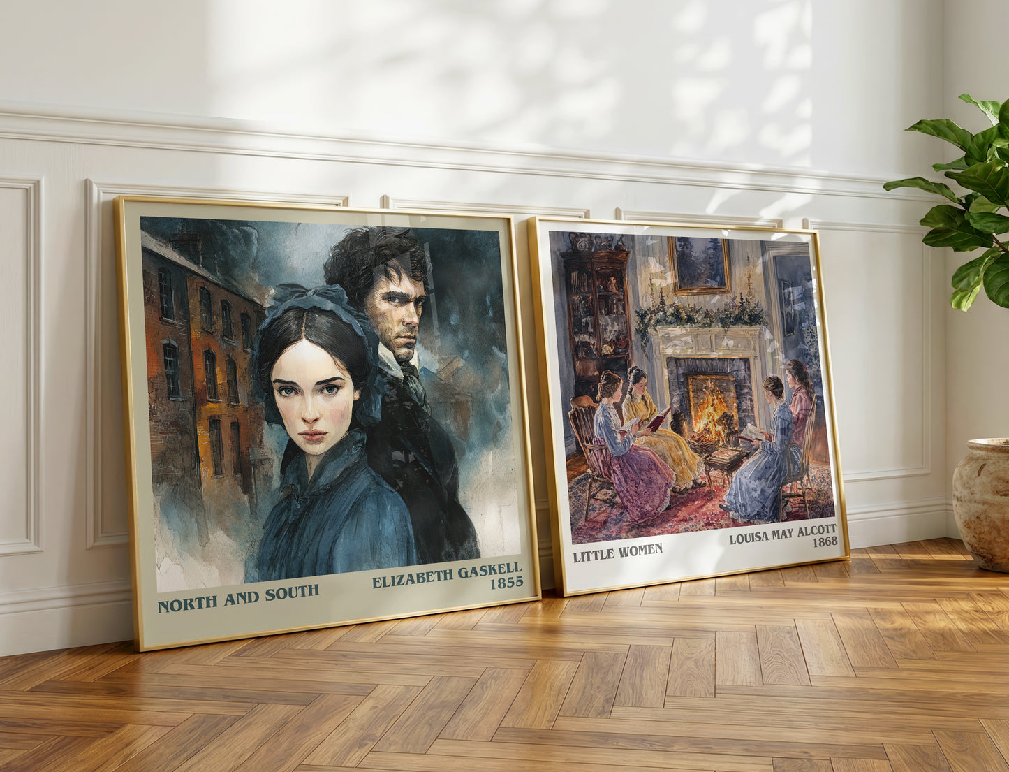 North And South literary print on bookshelf – Elizabeth Gaskell fan gift