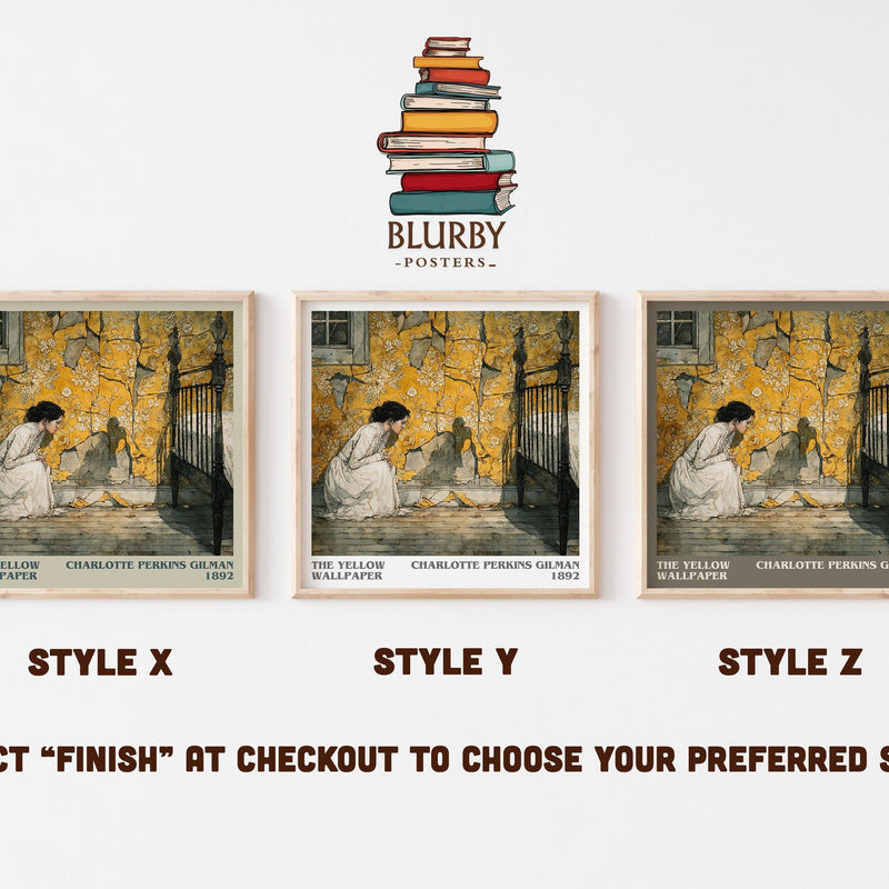 The Yellow Wallpaper literary print in frame leaning in hallway – classic literature wall art