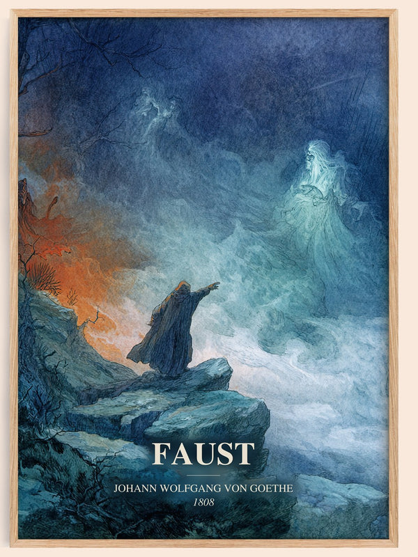 Faust watercolour book poster by Johann Wolfgang Von Goethe – framed literary art print