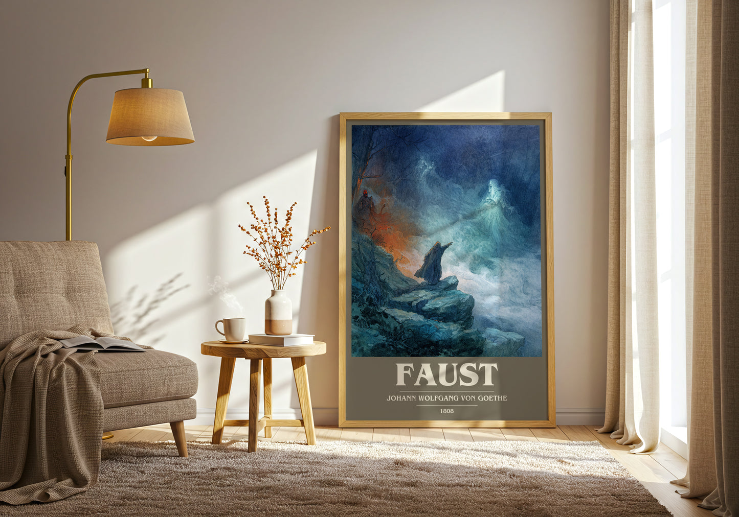Faust book cover print on bookshelf – Johann Wolfgang Von Goethe fan gift