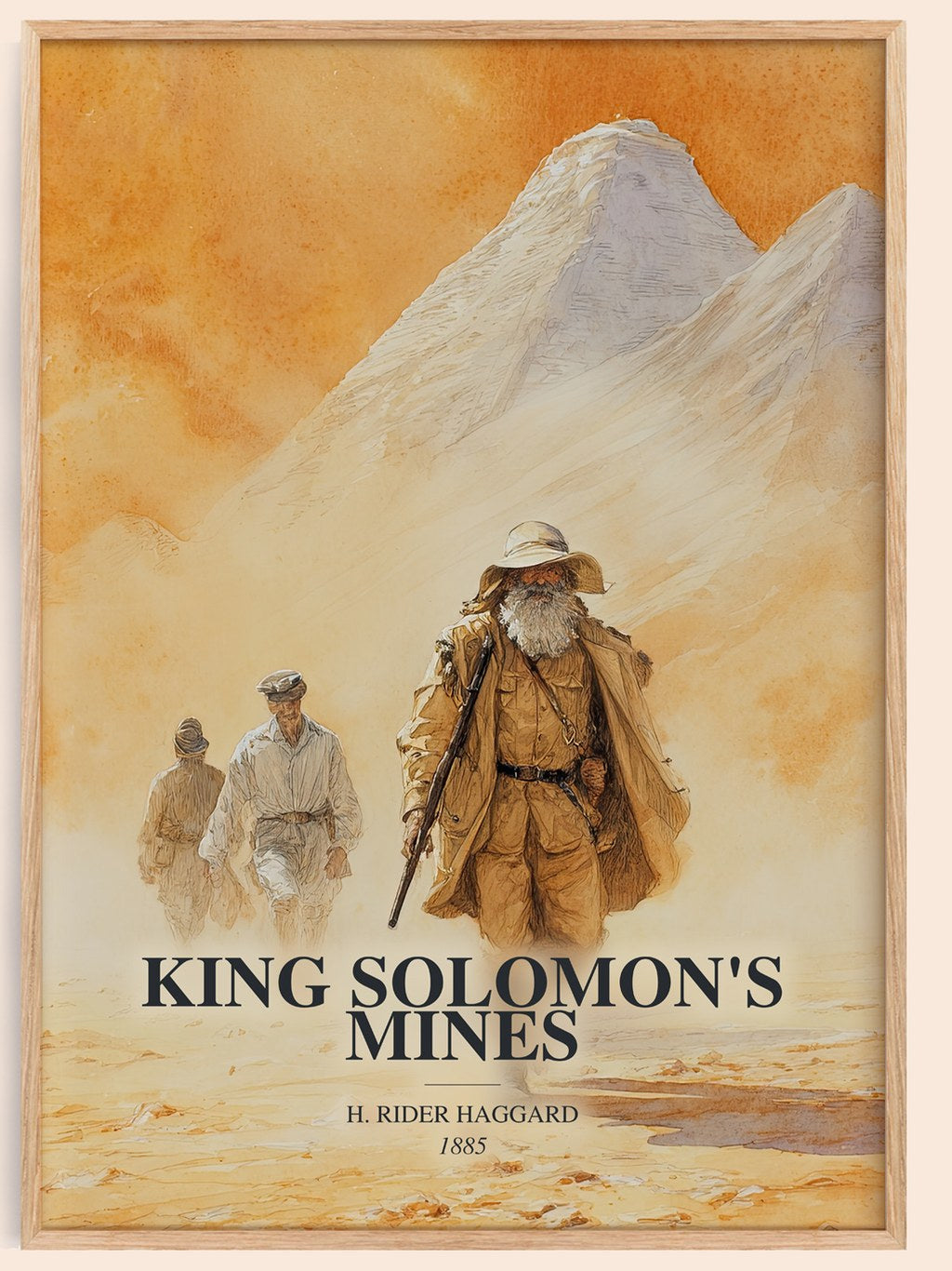 King Solomon'S Mines watercolour book poster by H. Rider Haggard – framed literary art print