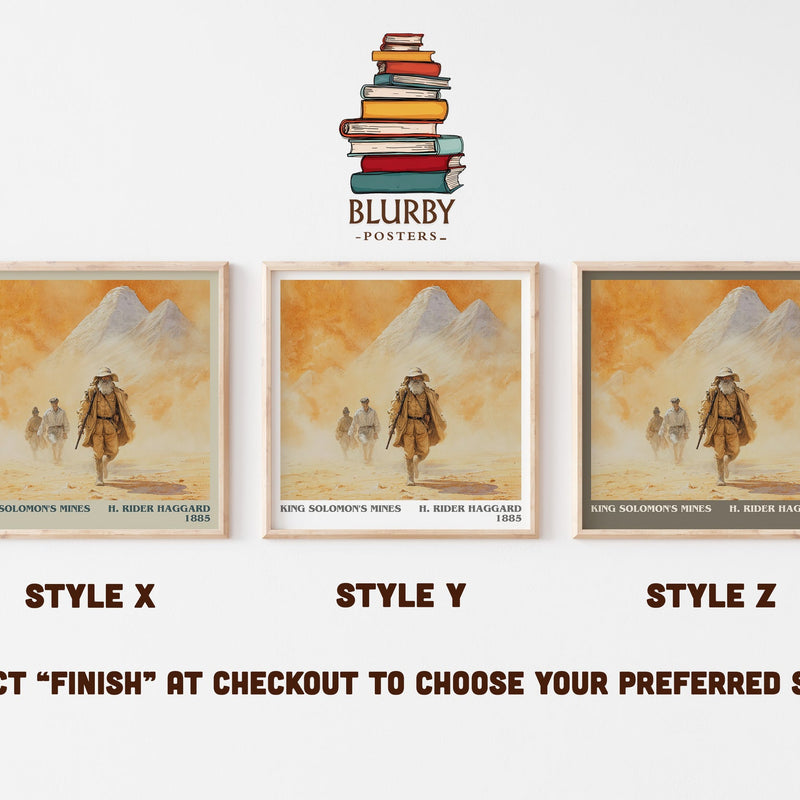 King Solomon's Mines literary print in frame leaning in hallway – classic literature wall art