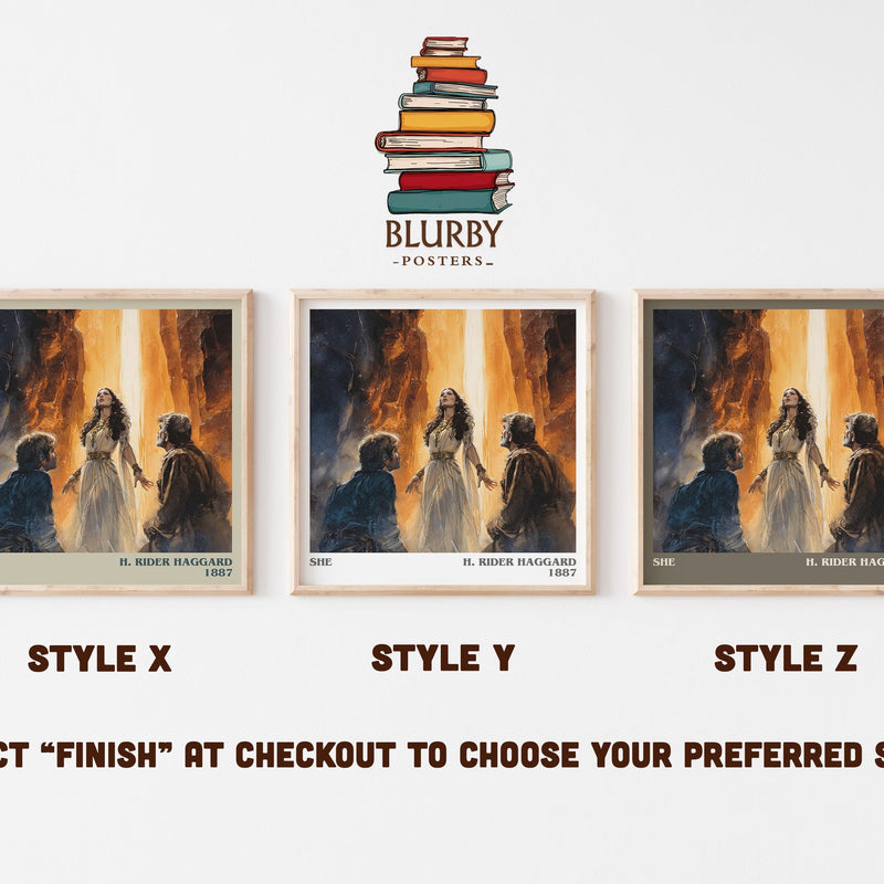 She literary print in frame leaning in hallway – gothic wall art