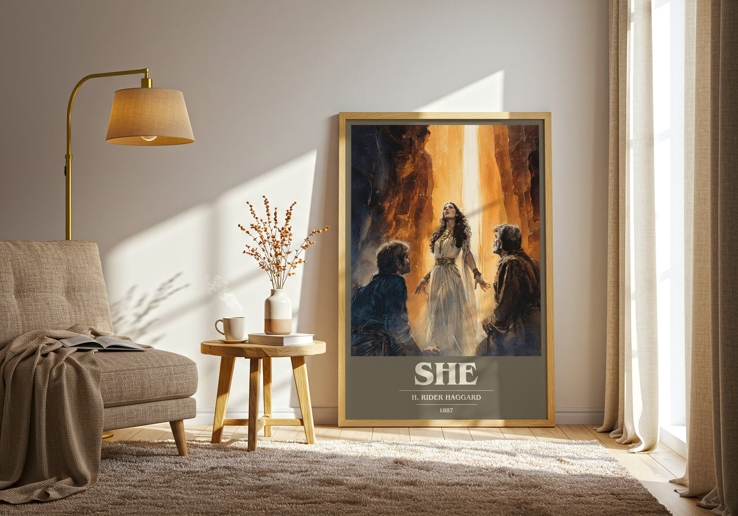 She book cover print on bookshelf – H. Rider Haggard fan gift