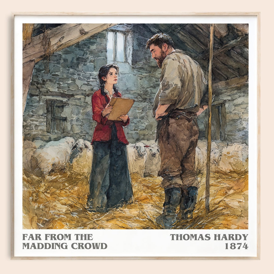 Far from the Madding Crowd literary book poster by Thomas Hardy – framed literary art print