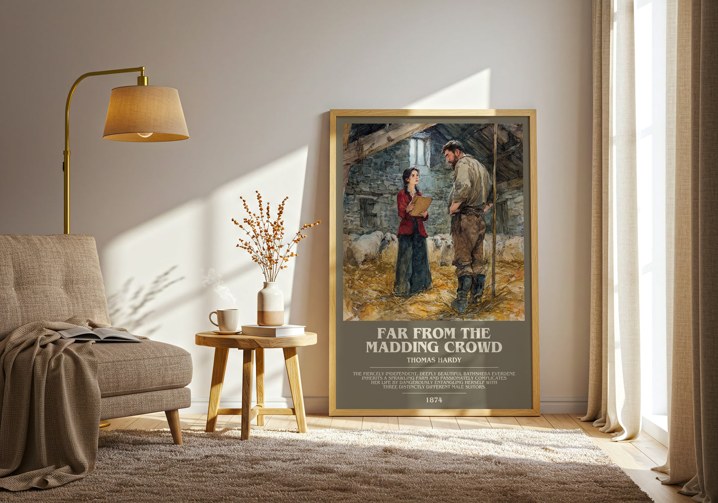 Far from the Madding Crowd bookish print on bookshelf – Thomas Hardy fan gift