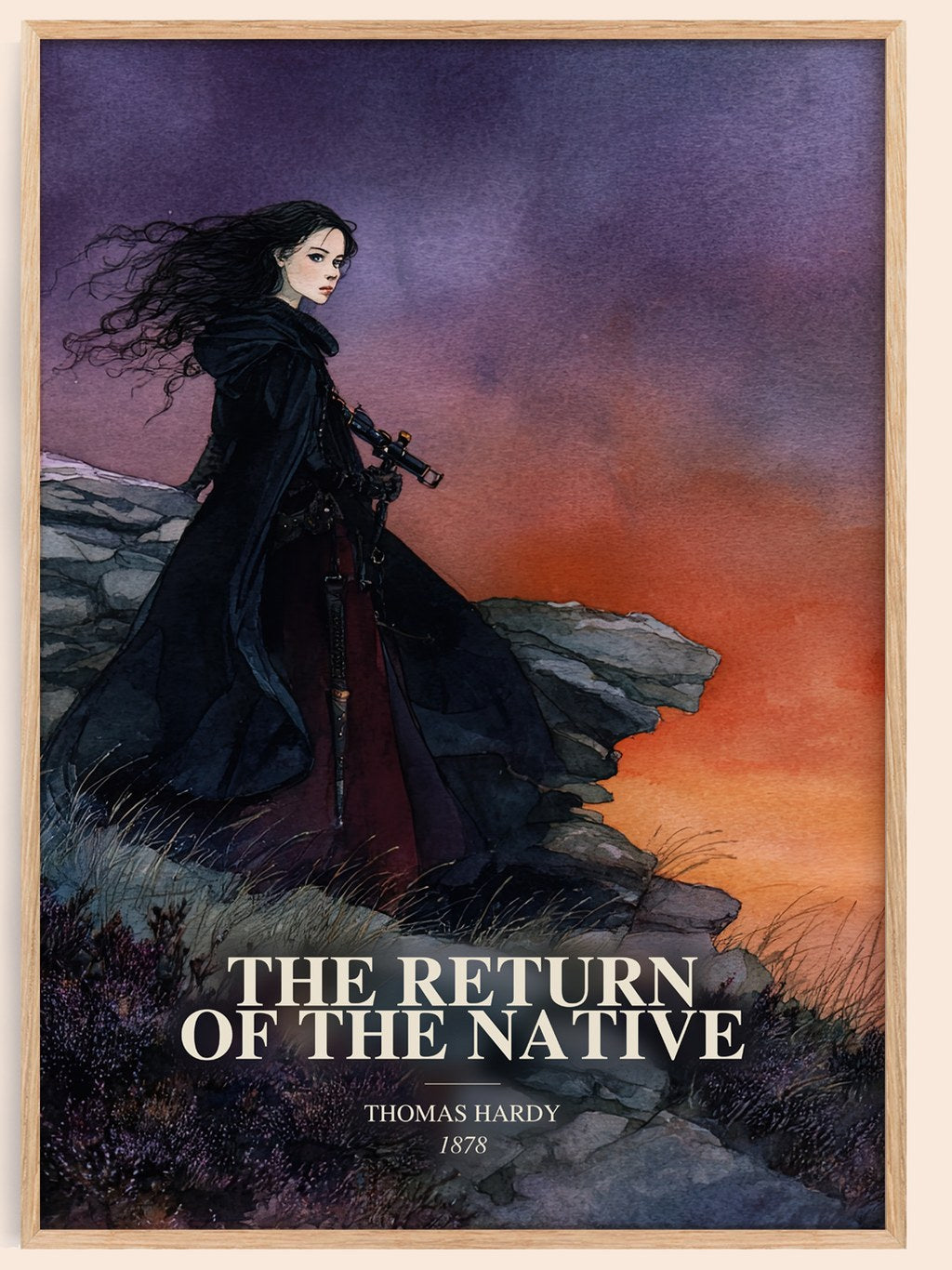 The Return Of The Native watercolour book poster by Thomas Hardy – framed literary art print