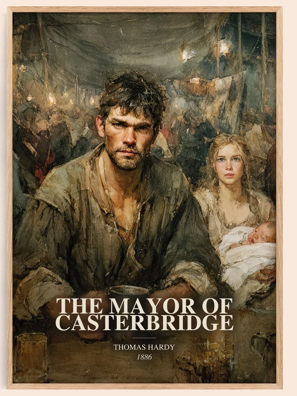 The Mayor Of Casterbridge watercolour book poster by Thomas Hardy – framed literary art print