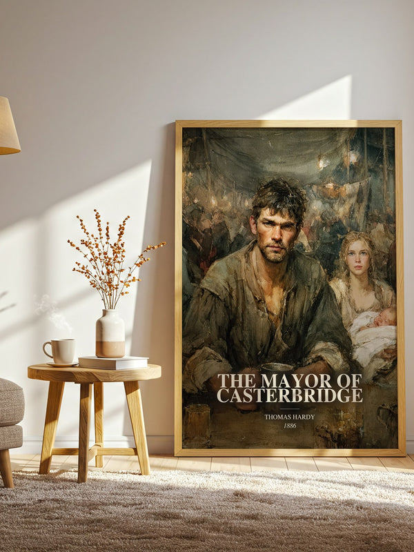 The Mayor Of Casterbridge watercolour print in frame leaning in hallway – classic literature wall art