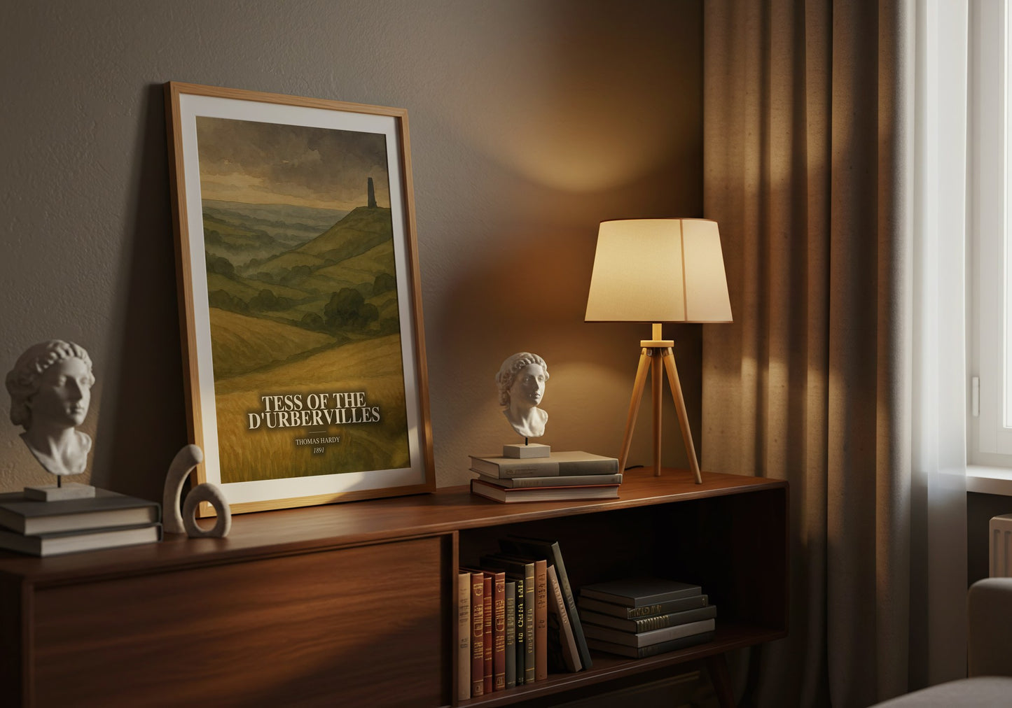 Tess Of The D'Urbervilles watercolour print on bookshelf – Thomas Hardy fan gift