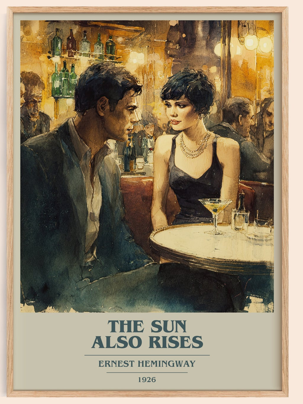 The Sun Also Rises book cover book poster by Ernest Hemingway – framed literary art print