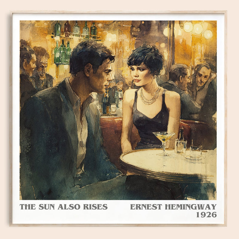 The Sun Also Rises literary book poster by Ernest Hemingway – framed literary art print