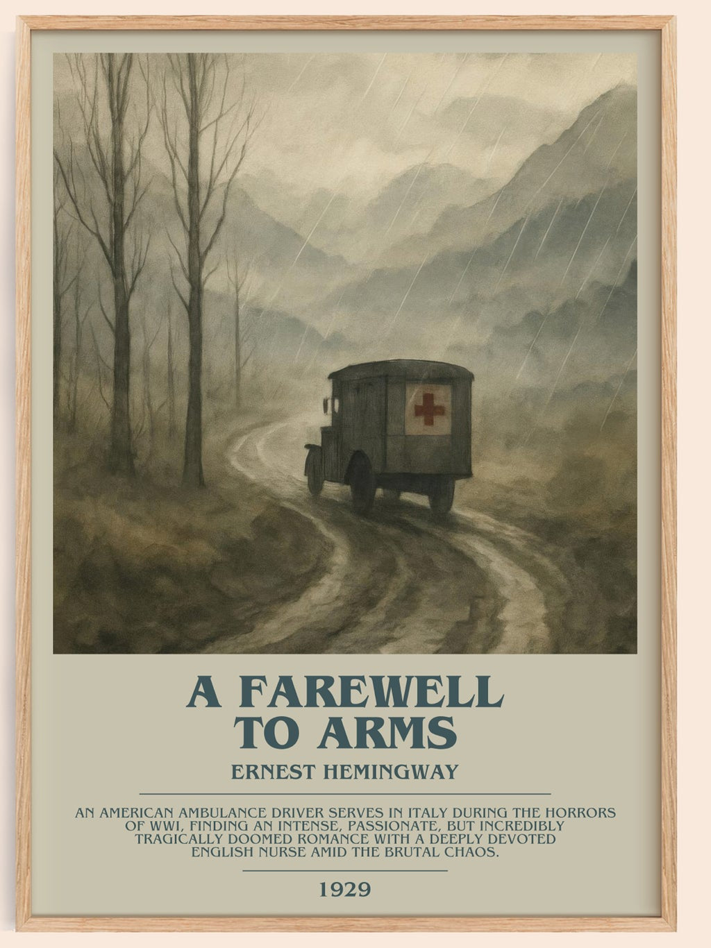 A farewell to arms bookish book poster by Ernest Hemingway – framed literary art print