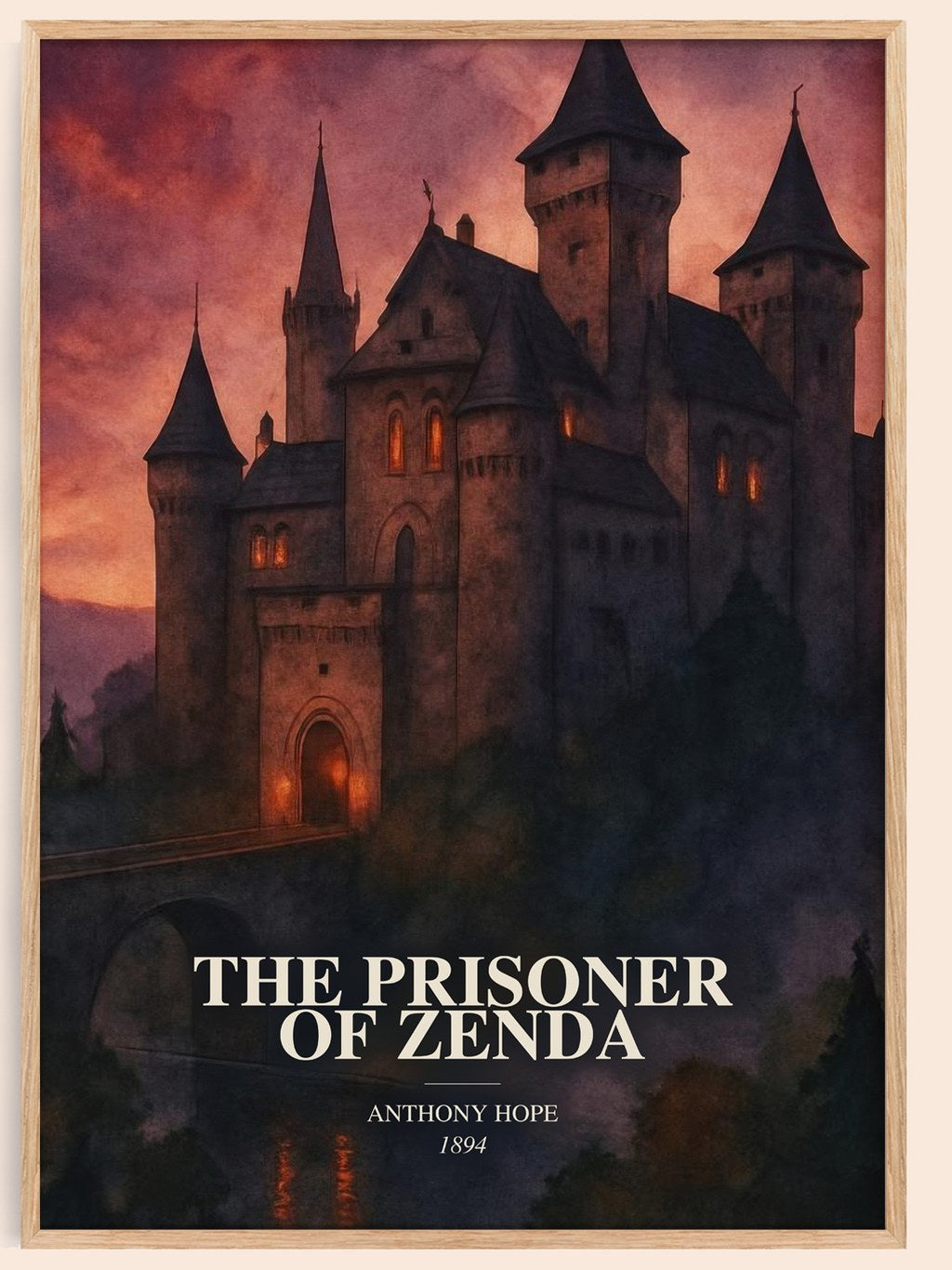 The Prisoner Of Zenda watercolour book poster by Anthony Hope – framed literary art print