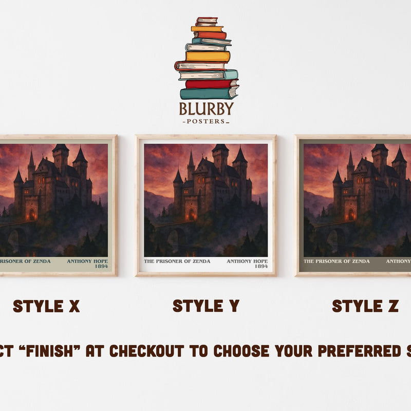 The Prisoner of Zenda literary print in frame leaning in hallway – classic literature wall art