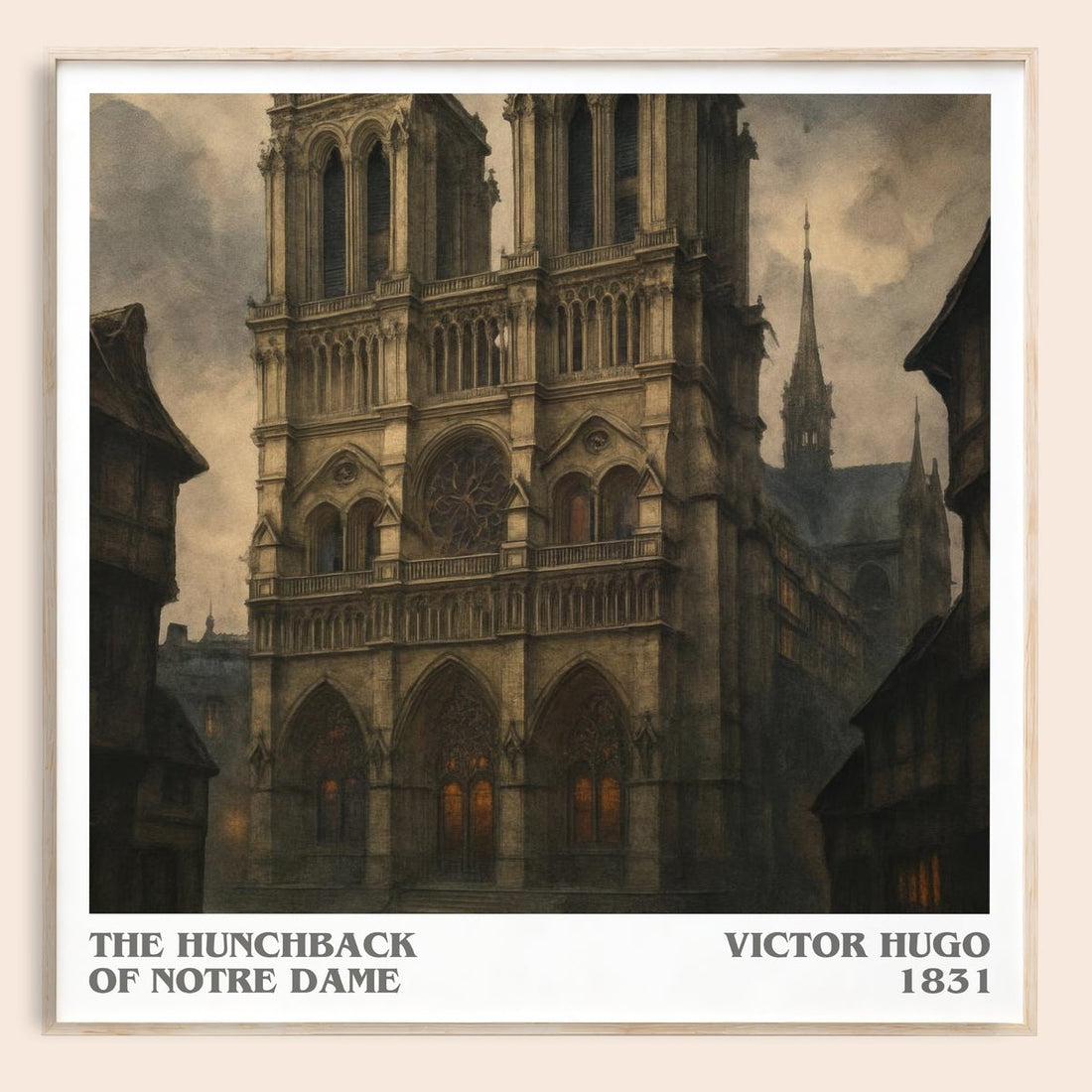 The Hunchback of Notre Dame literary book poster by Victor Hugo – framed literary art print