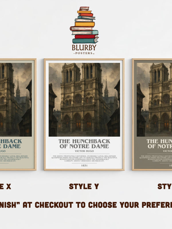 The Hunchback of Notre Dame bookish print in frame leaning in hallway – classic literature wall art