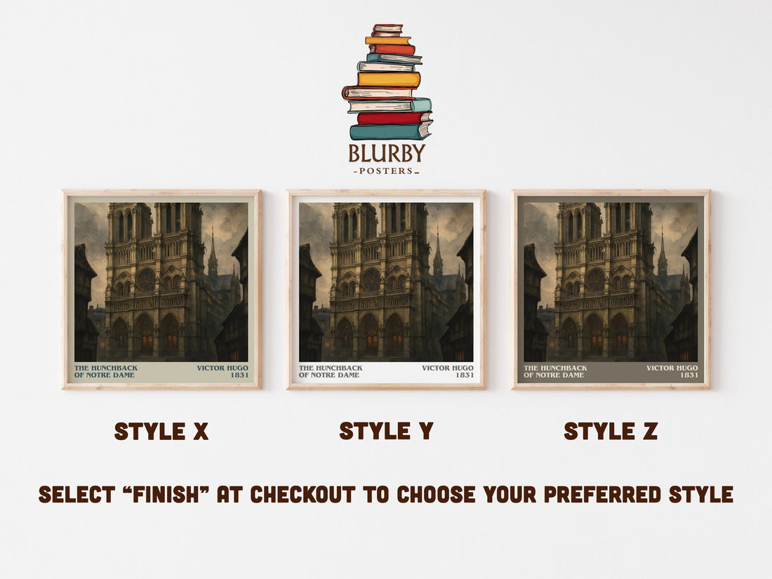 The Hunchback of Notre Dame literary print in frame leaning in hallway – classic literature wall art (mockup)