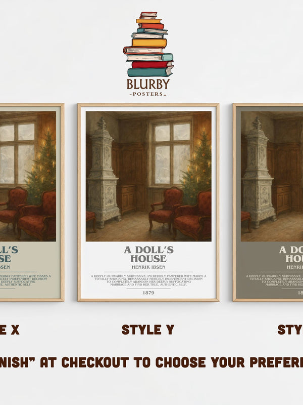 A Doll’s House bookish print in frame leaning in hallway – historical fiction wall art