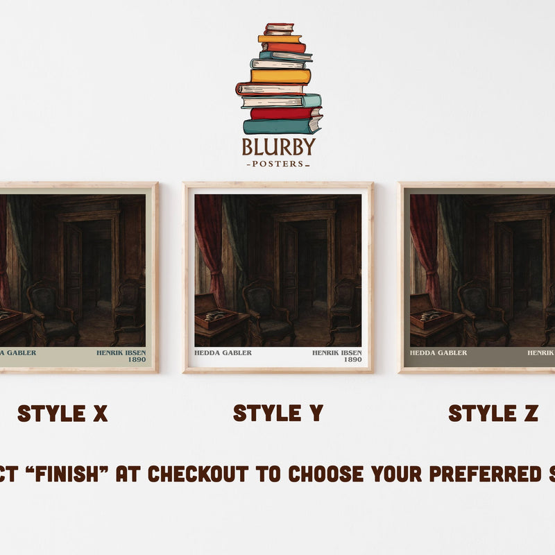 Hedda Gabler literary print in frame leaning in hallway – satire wall art