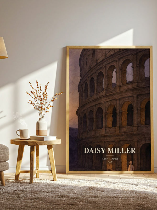 Daisy Miller watercolour print in frame leaning in hallway – classic literature wall art