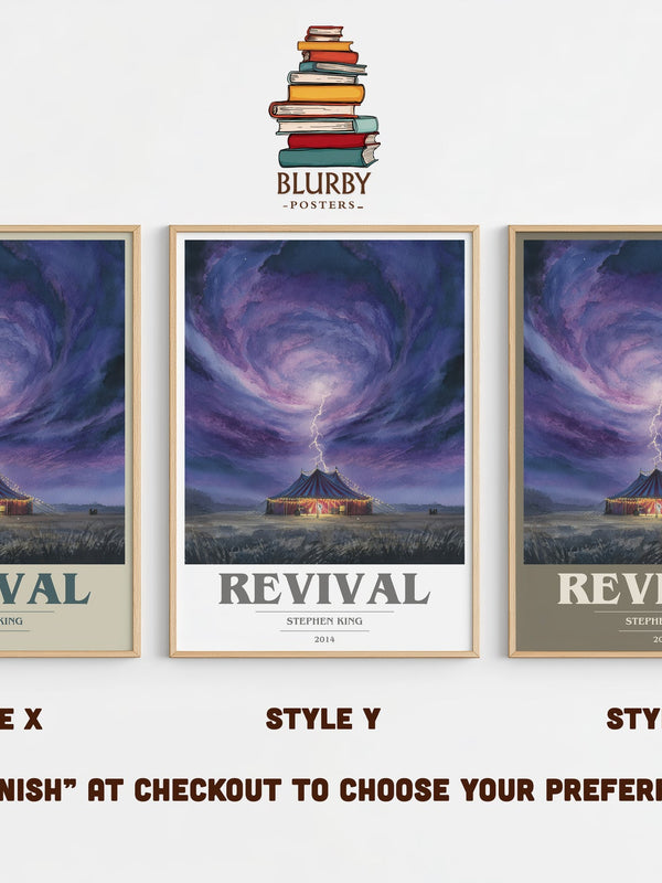 Revival book cover print in frame leaning in hallway – classic literature wall art