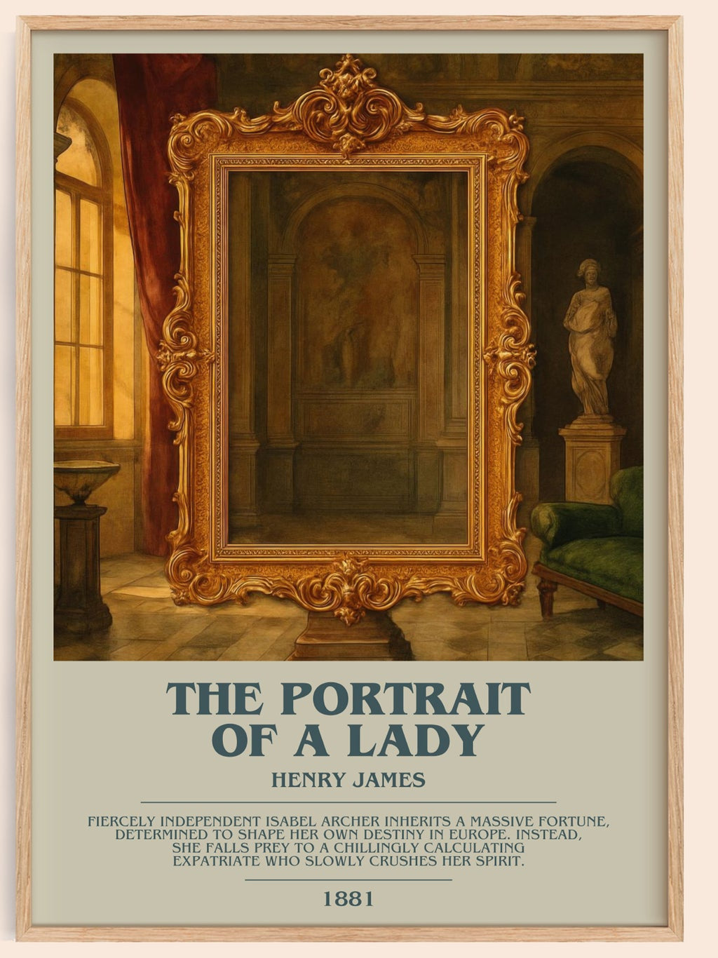 The Portrait of a Lady bookish book poster by Henry James – framed literary art print