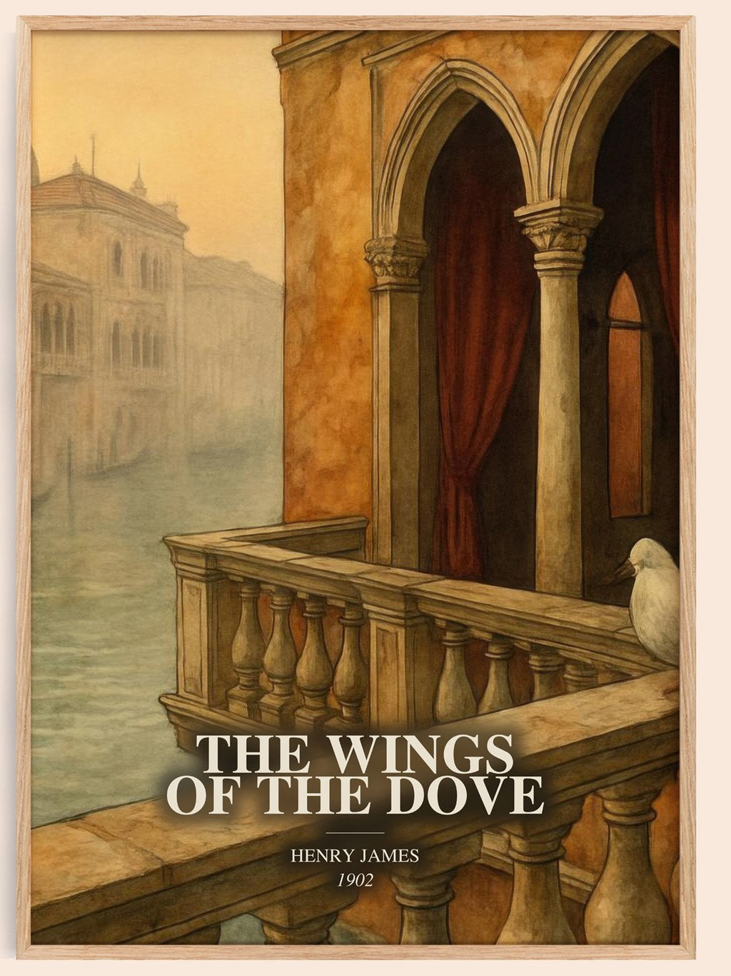 The Wings Of The Dove watercolour book poster by Henry James – framed literary art print