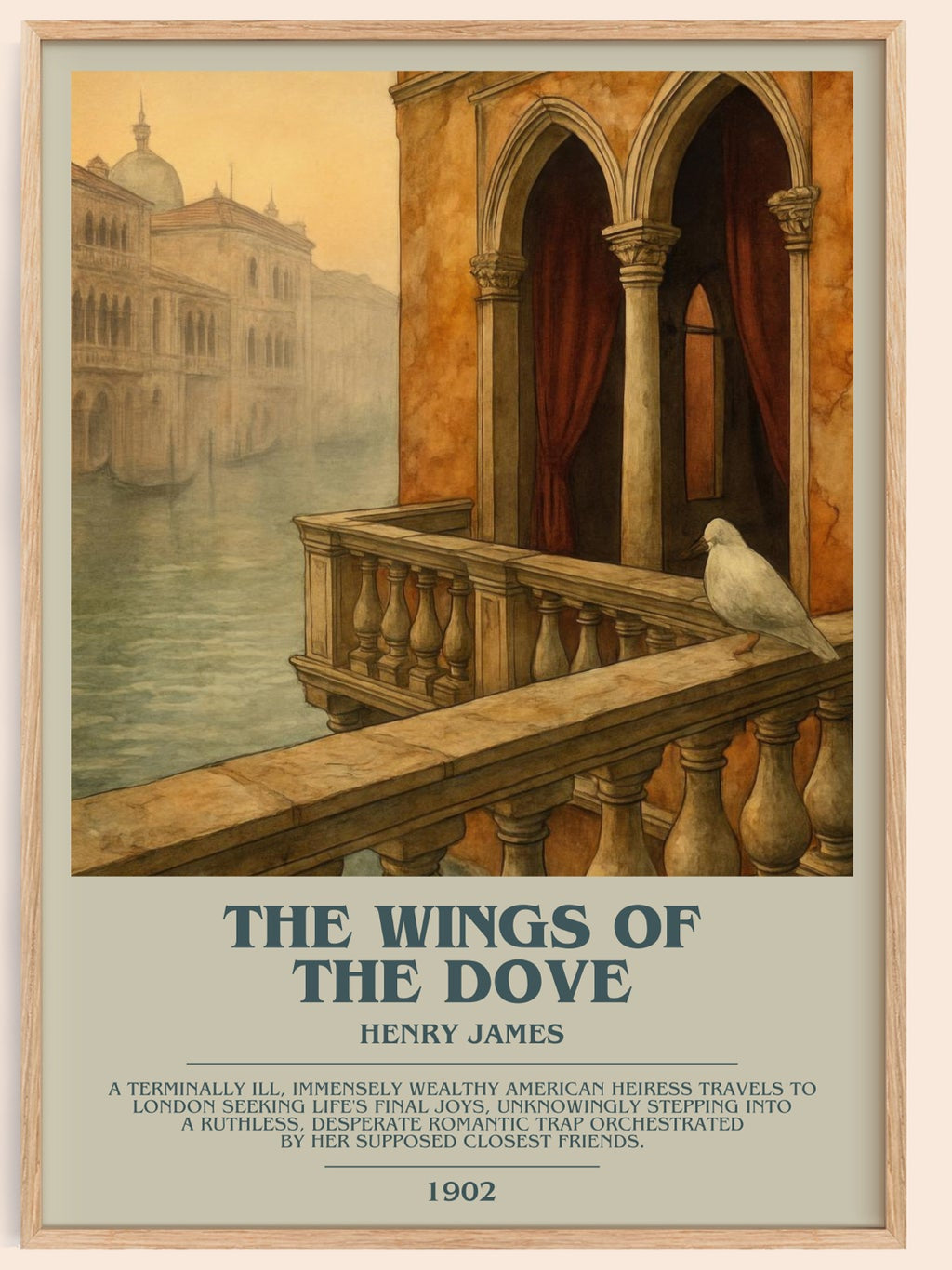 The Wings of the Dove bookish book poster by Henry James – framed literary art print