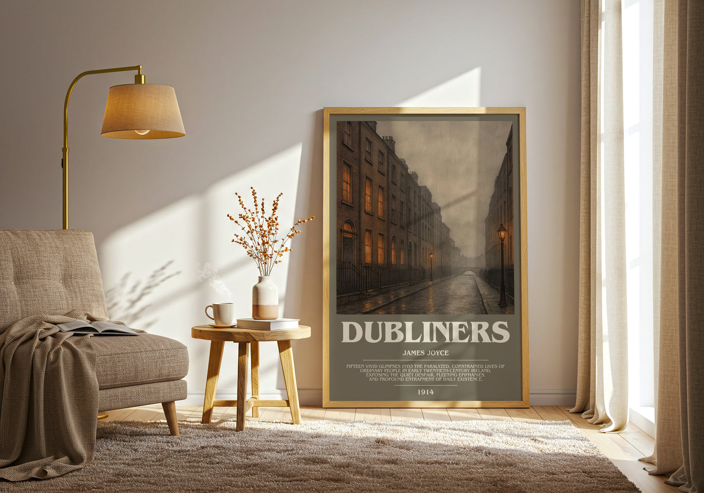 Dubliners bookish print on bookshelf – James Joyce fan gift