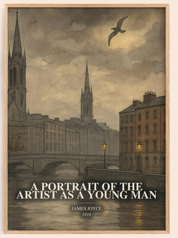 A Portrait Of The Artist As A Young Man watercolour book poster by James Joyce – framed literary art print