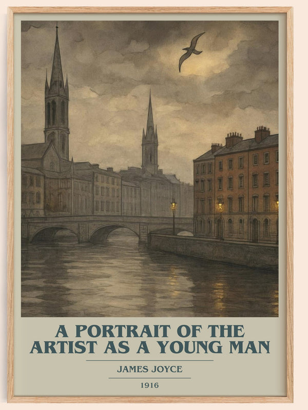 A Portrait of the Artist as a Young Man book cover book poster by James Joyce – framed literary art print