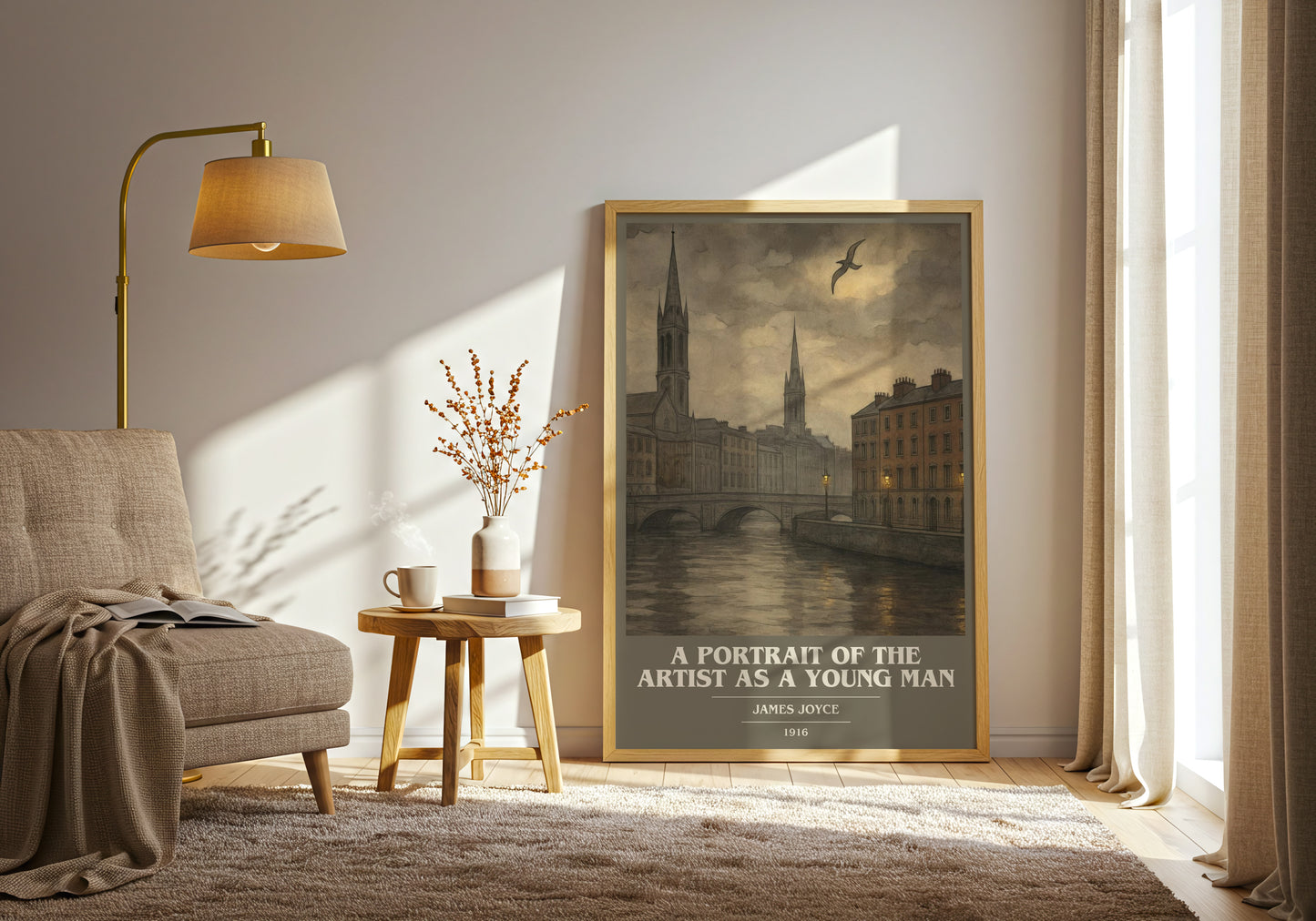A Portrait of the Artist as a Young Man book cover print on bookshelf – James Joyce fan gift