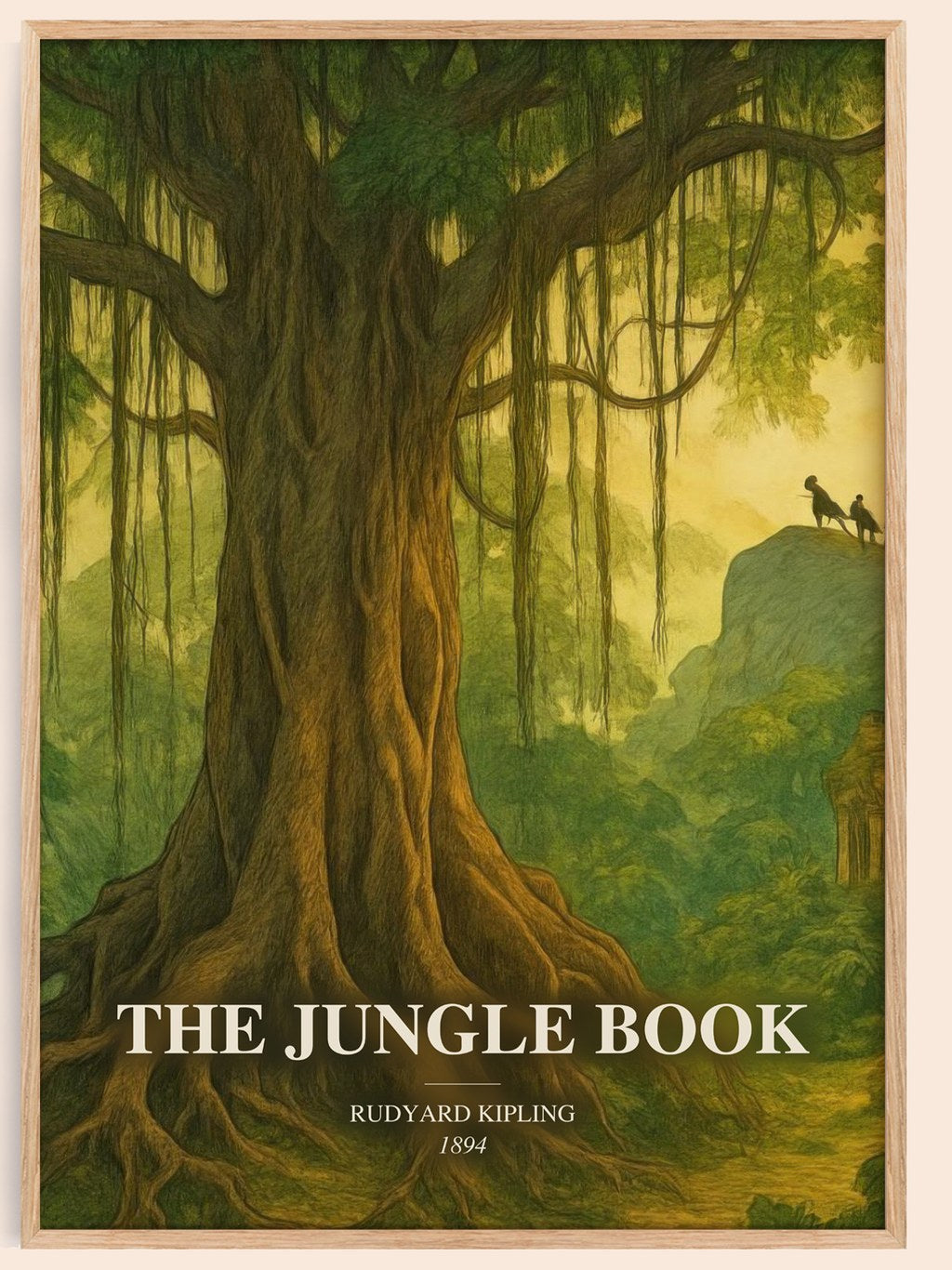 The Jungle Book watercolour book poster by Rudyard Kipling – framed literary art print