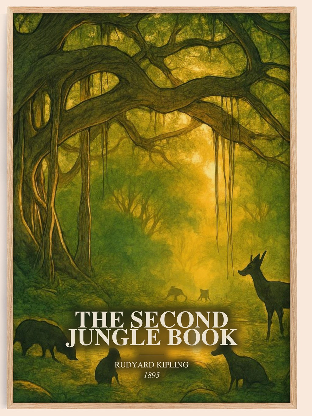 The Second Jungle Book watercolour book poster by Rudyard Kipling – framed literary art print
