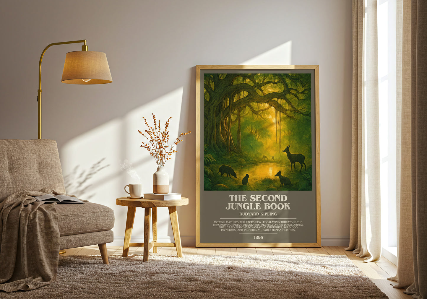 The Second Jungle Book bookish print on bookshelf – Rudyard Kipling fan gift