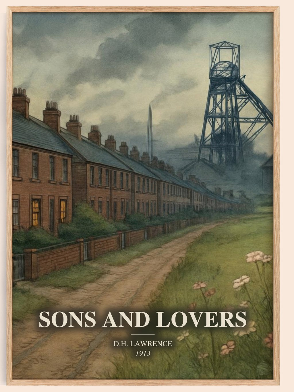 Sons And Lovers watercolour book poster by D.H. Lawrence – framed literary art print