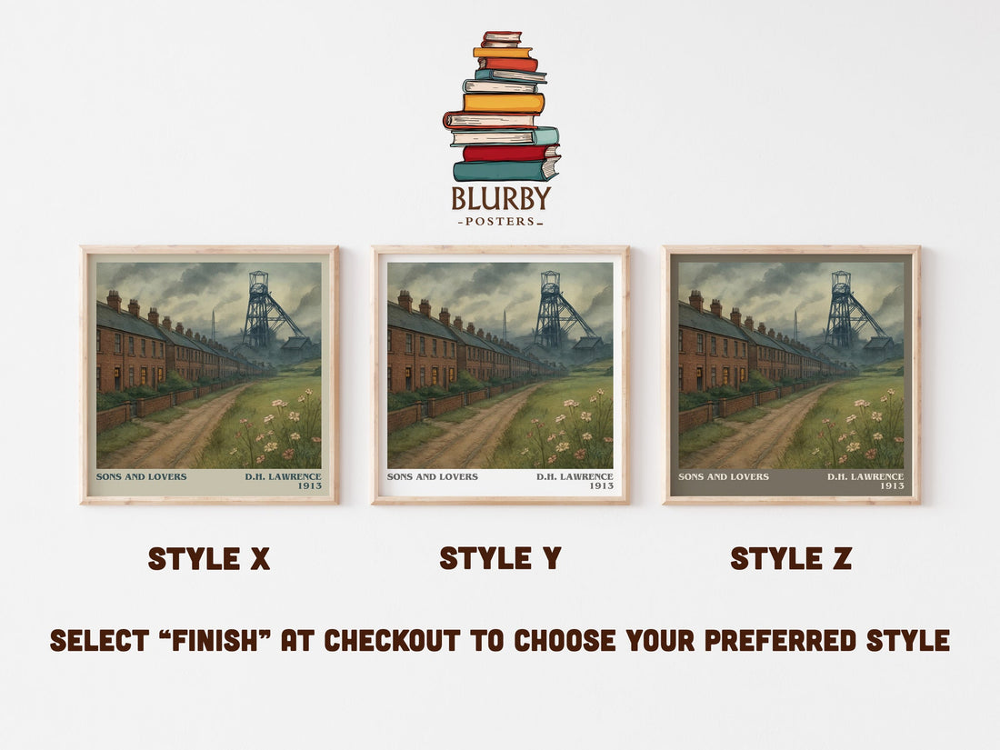 Sons And Lovers literary print in frame leaning in hallway – classic literature wall art (mockup)