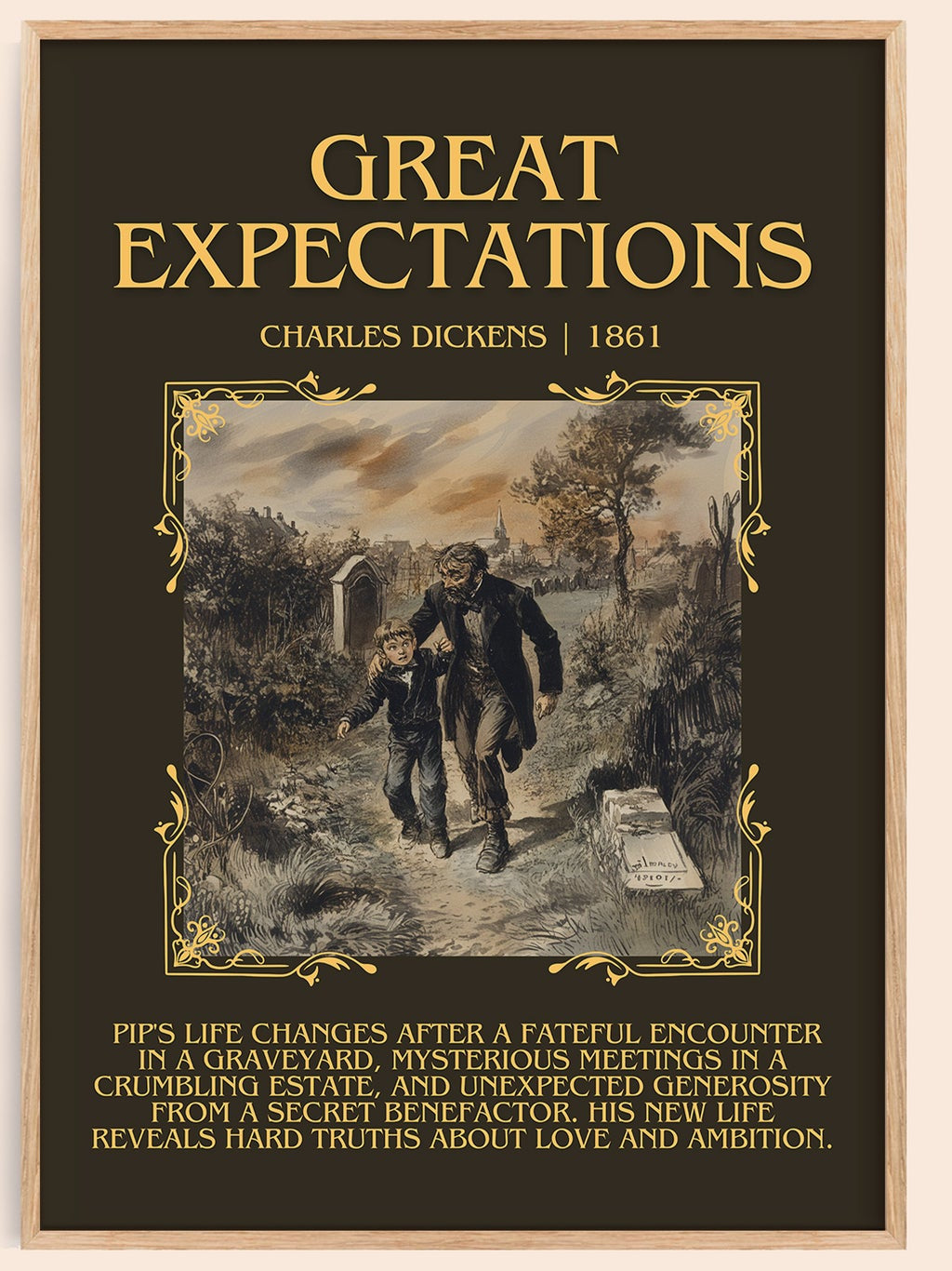 Great Expectations minimalist book poster by Charles Dickens – framed literary art print