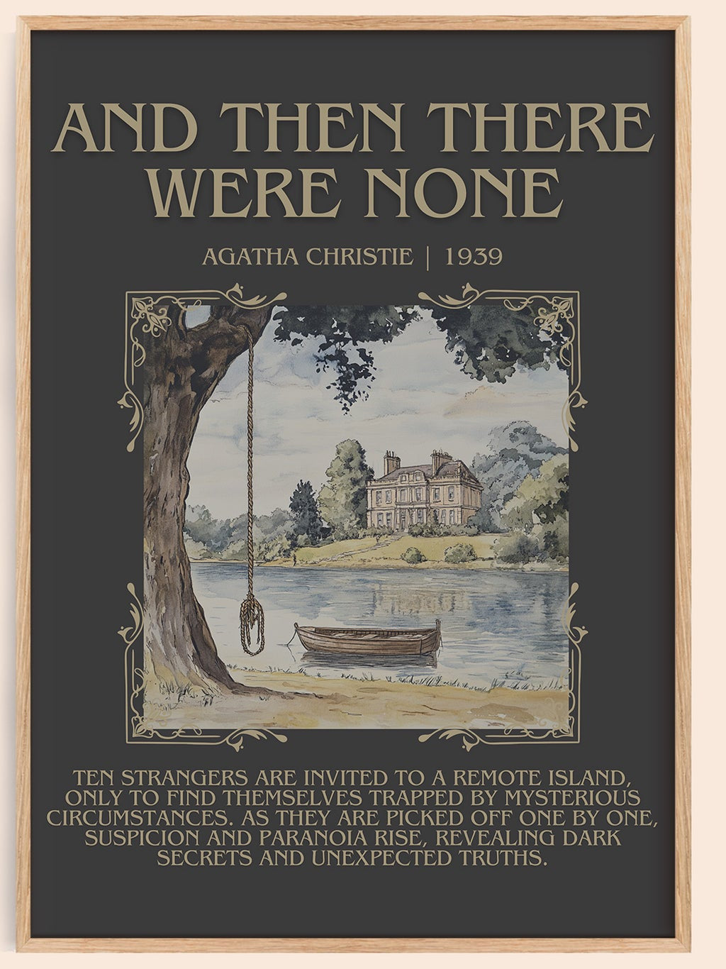 And Then There Were None minimalist book poster by Agatha Christie – framed literary art print