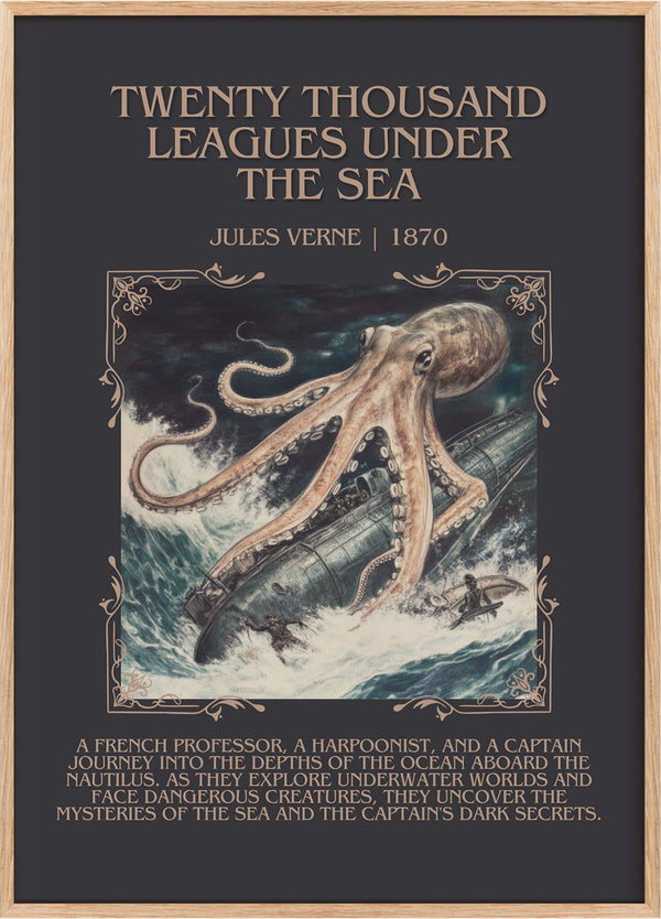 Twenty Thousand Leagues Under the Sea Minimalist Book Poster by Jules Verne