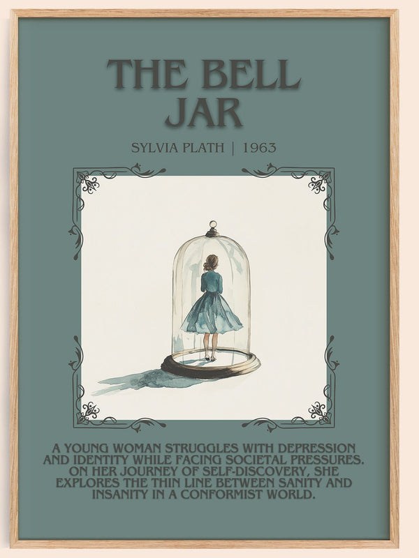 The Bell Jar minimalist book poster by Sylvia Plath – framed literary art print