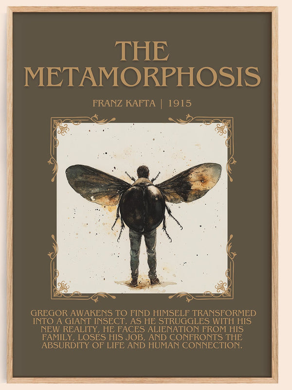 Metamorphosis minimalist book poster by Frank Kafka – framed literary art print