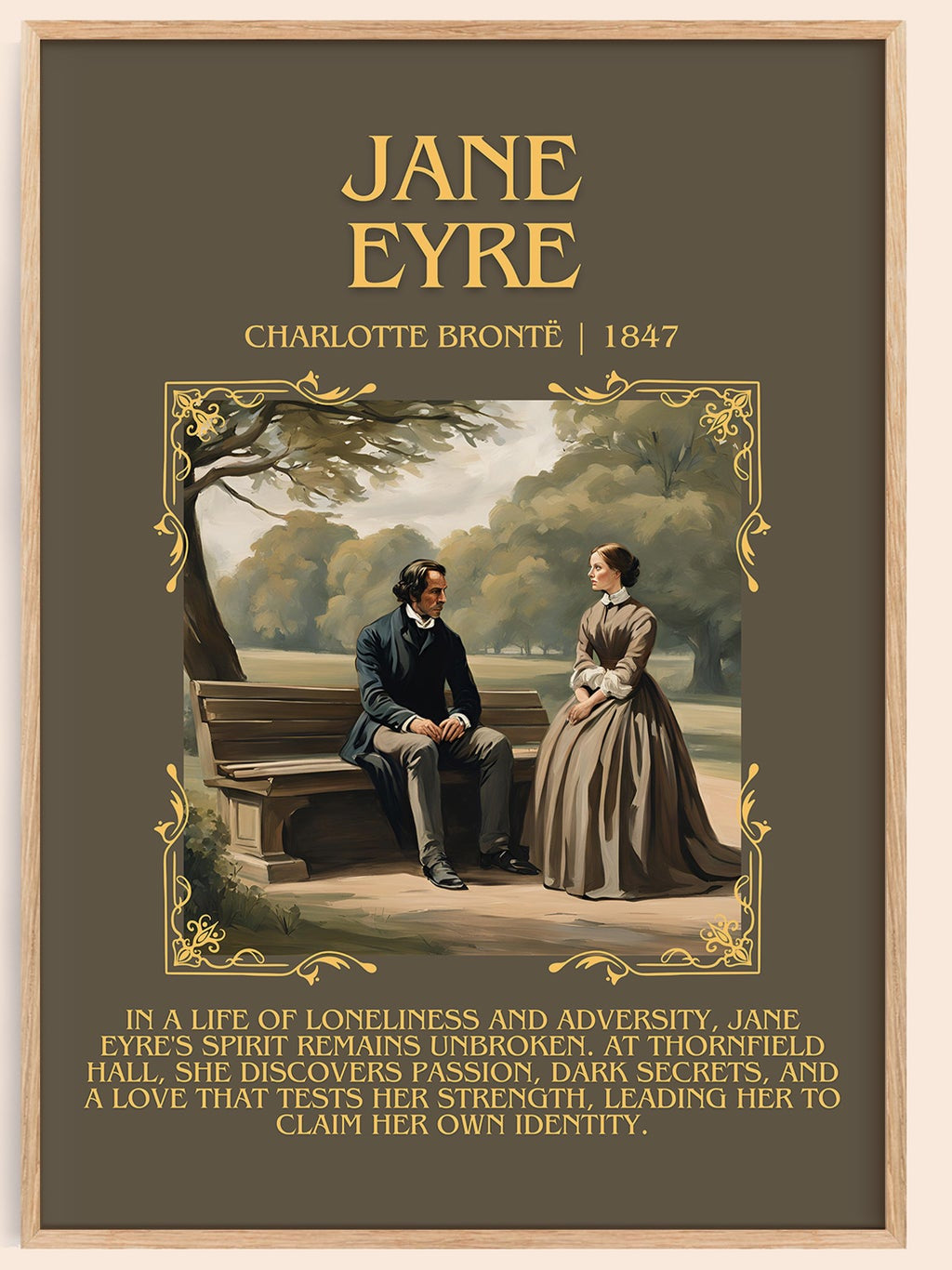 Jane Eyre minimalist book poster by Charlotte Brontë – framed literary art print