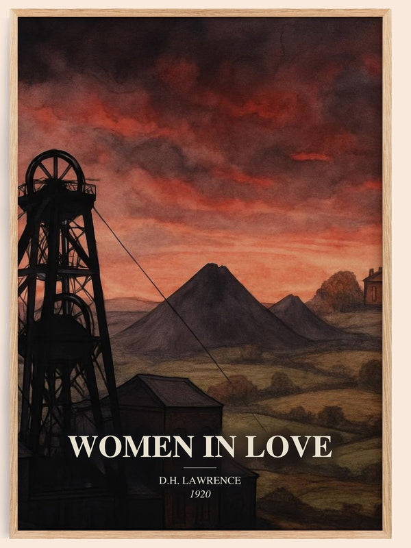 Women In Love watercolour book poster by D.H. Lawrence – framed literary art print