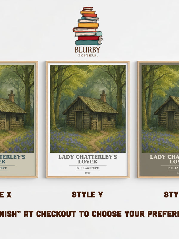 Lady Chatterley's Lover book cover print in frame leaning in hallway – literary fiction wall art