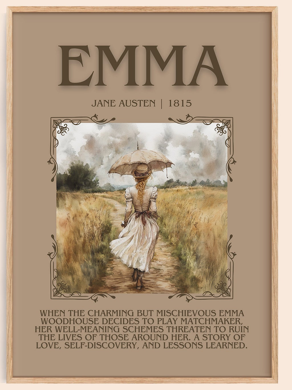 Emma minimalist book poster by Jane Austen – framed literary art print