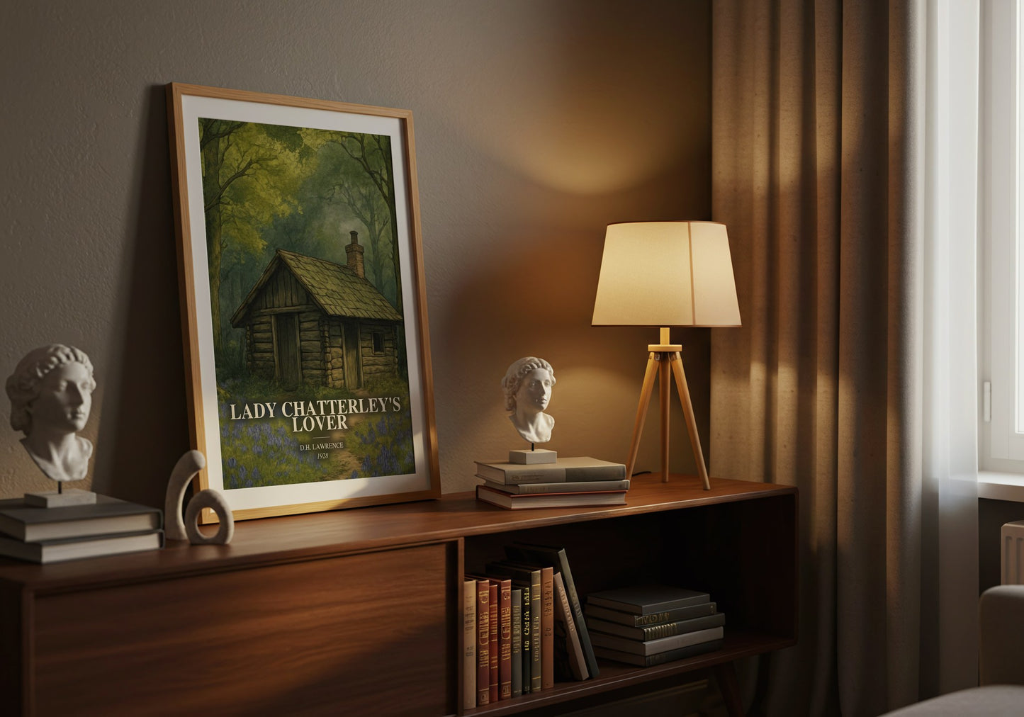Lady Chatterley'S Lover watercolour print on bookshelf – D.H. Lawrence fan gift